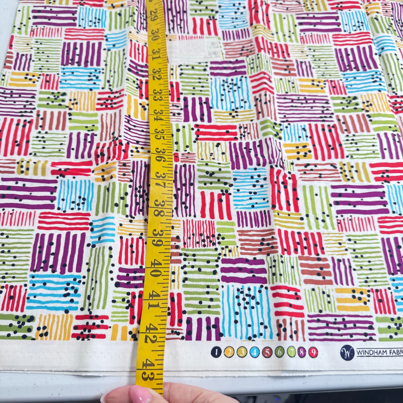 windham quilting cotton fabric stripes squares multicolored 38×43 1 yards