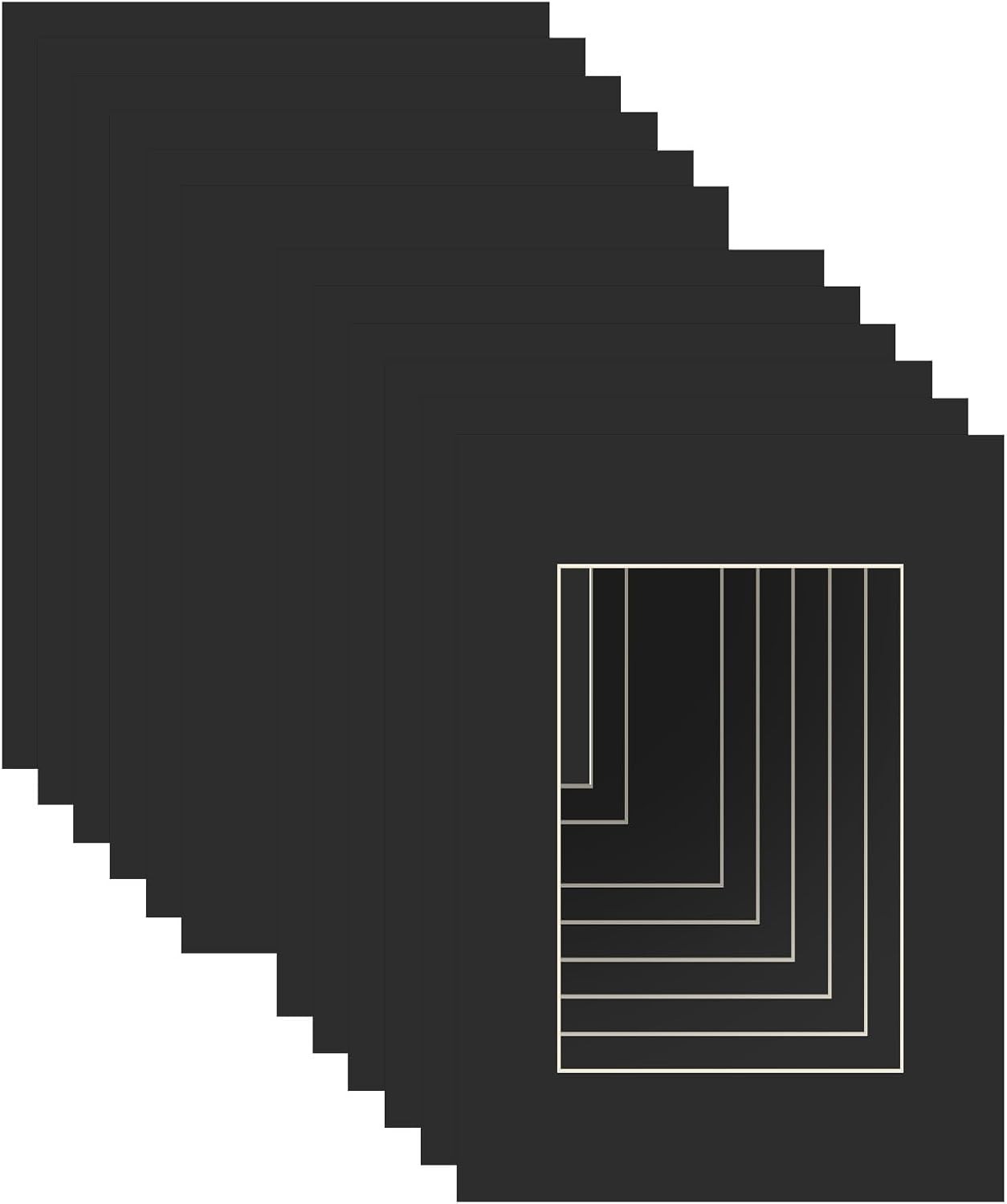 12 Pack Minimalist Black 5×7 Picture Mats for 3.5×5 Photos – Bevel Cut Design