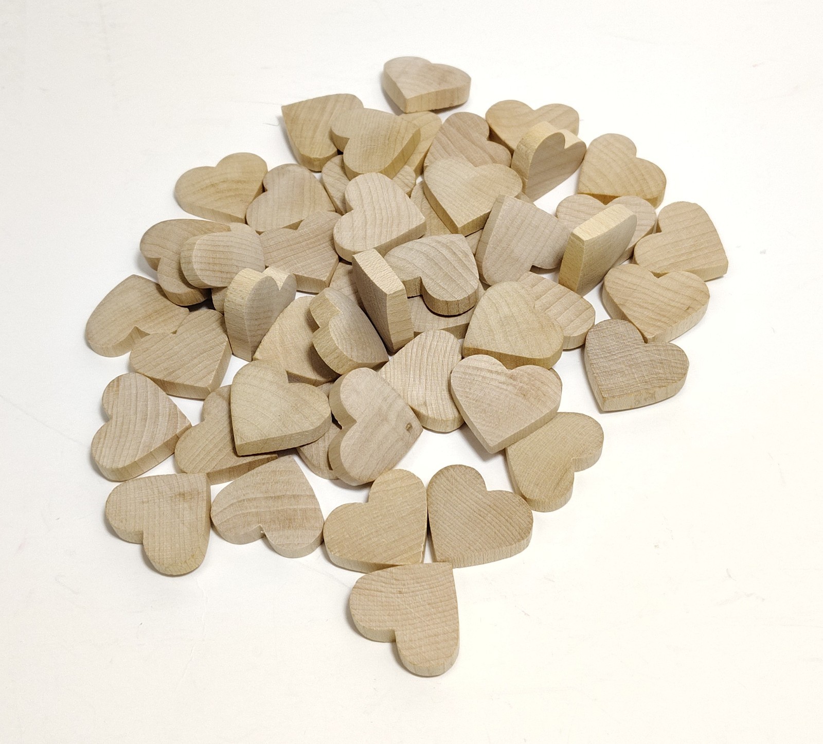 50 Unfinished Wood Convex Hearts W/ Flat Back 7/8″ Tall Thickness Varies ~1/4″