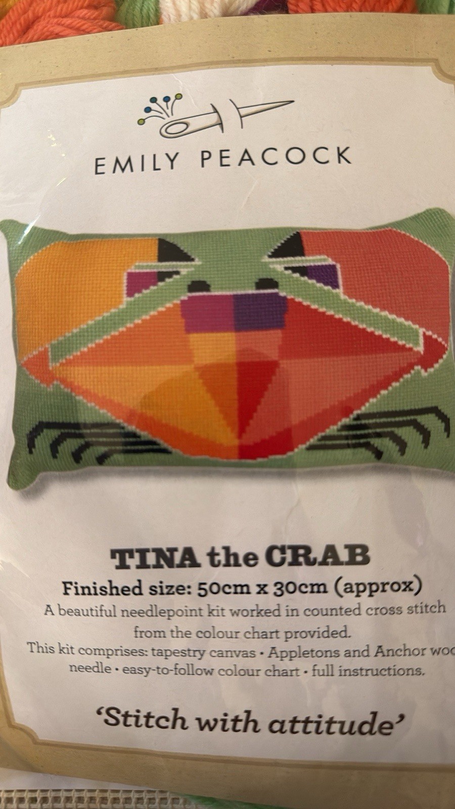Emily Peacock Counted Cross Stitch Chart Kit 20×12” Squid, Crab, Lobster & Jelly