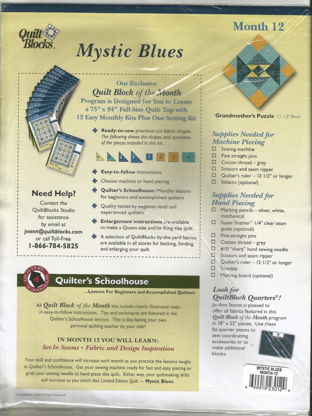 Choice MYSTIC BLUES Quilt Block of the Month JoAnn 1 2 4 5 6 7 8 9 10 11 12