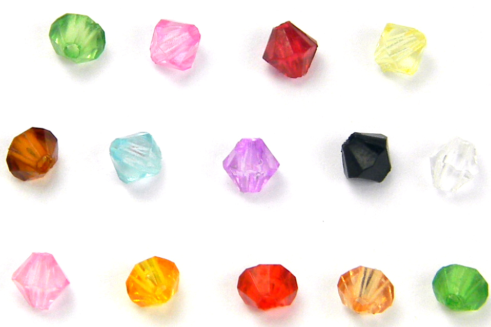 Lot of 700 Little 4mm Plastic Acrylic Double Cone Faceted Bicone Beads