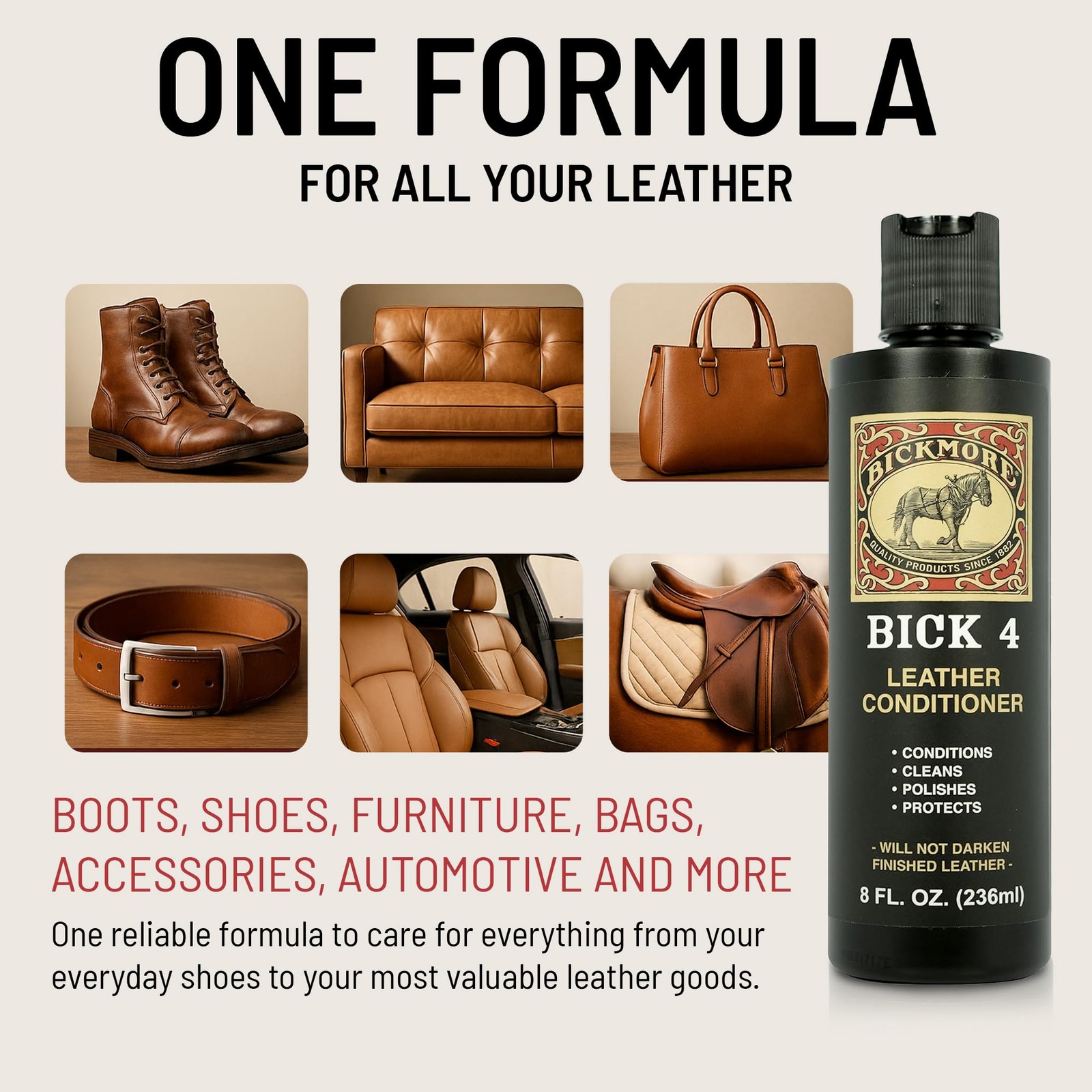 Bick 4 Leather Conditioner 8 oz – Cleaner & Conditioner – Restore Polish & Pr…