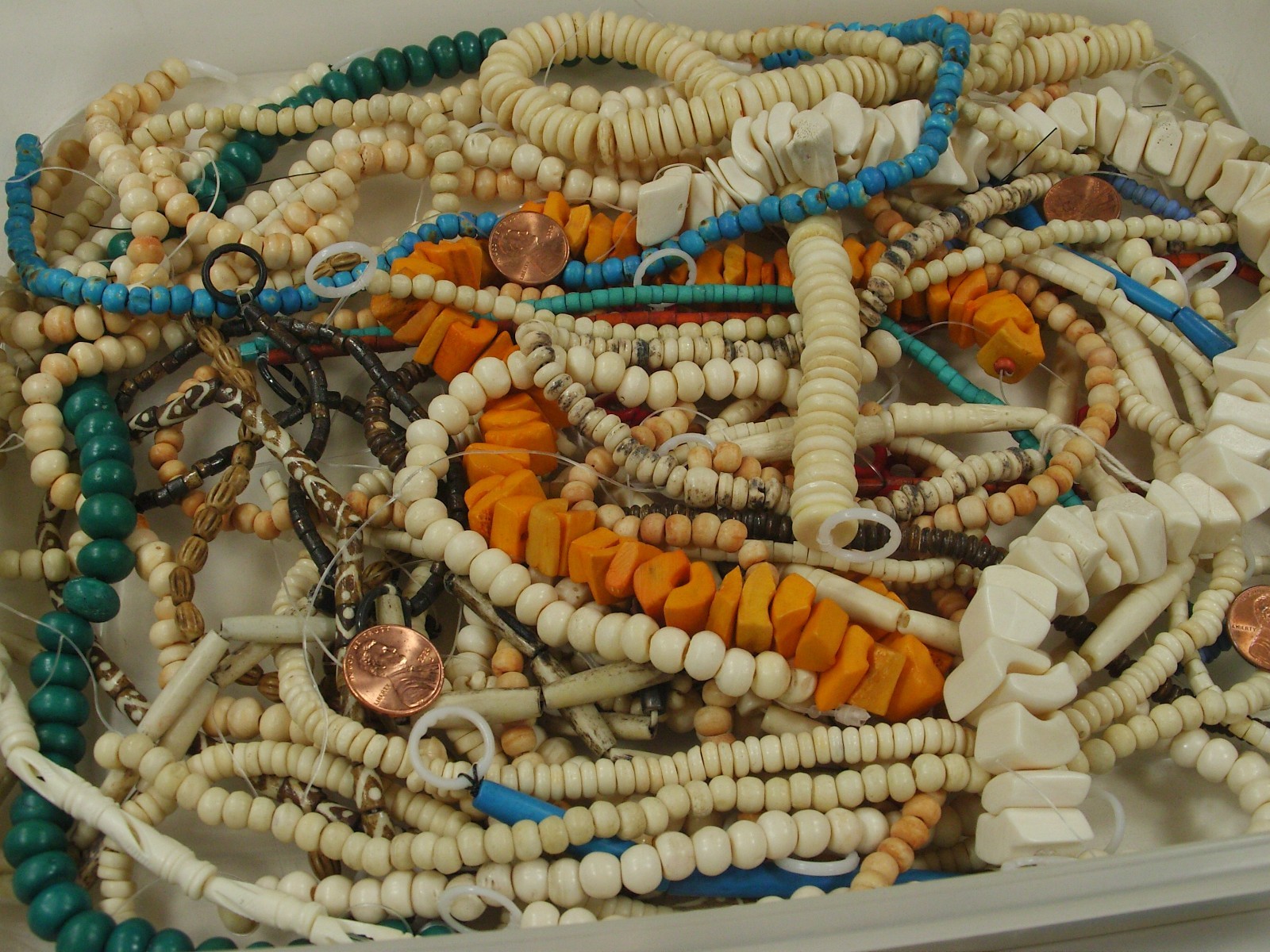 2 Pounds Assorted Shapes and Sizes India Water Buffalo Bone Beads Bulk (KRD-4) ⭐