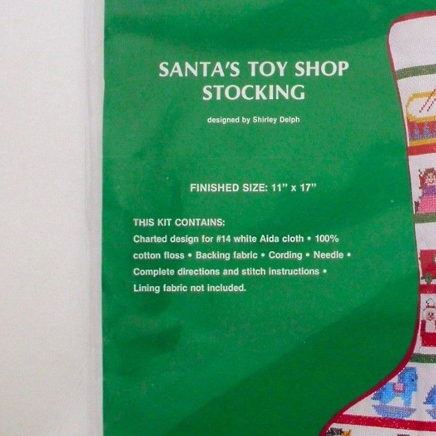 Vintage Christmas Stocking Kit New Cross Stitch Santa Toy Shop Needle Treasures