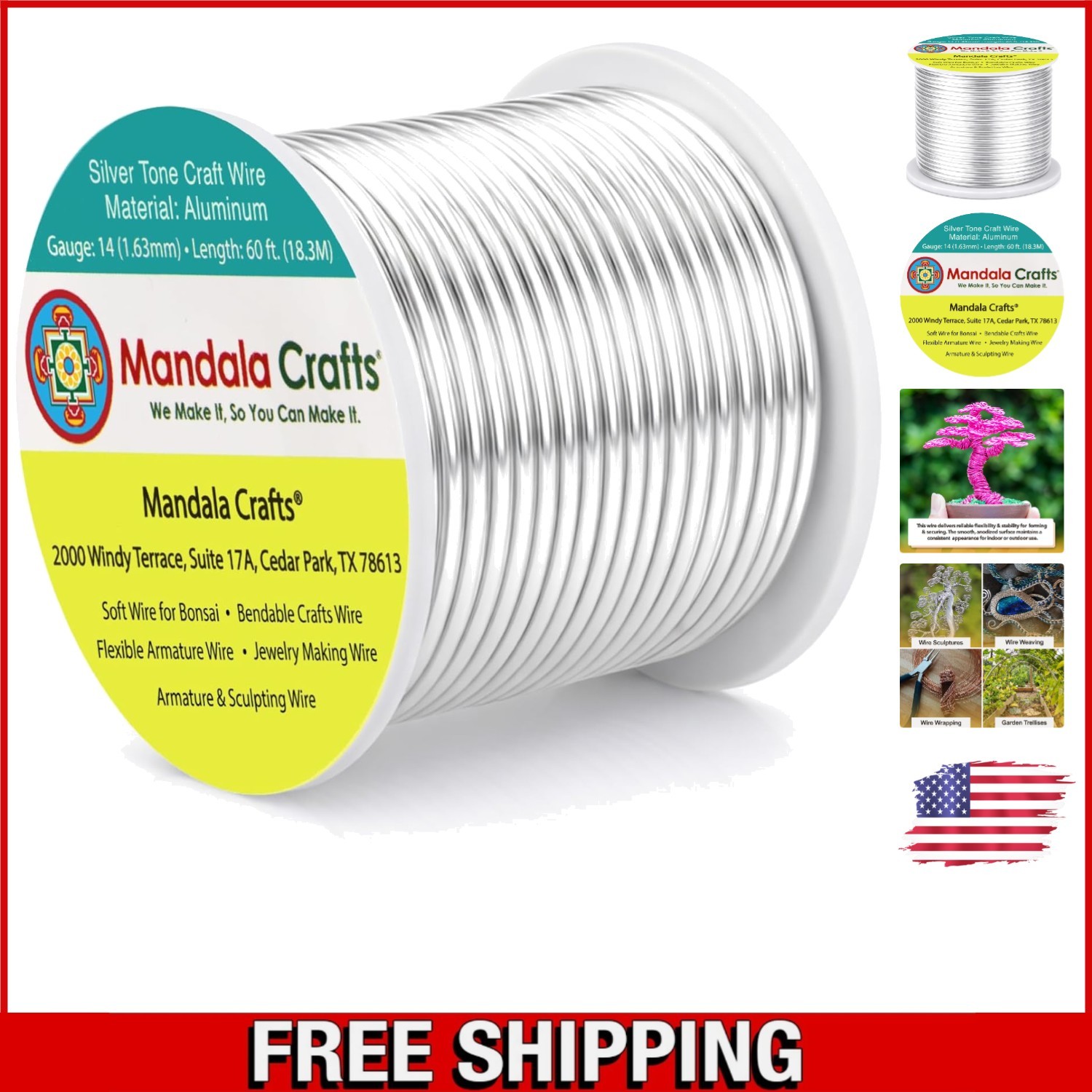 14 Gauge Anodized Aluminum Craft Wire – 60 FT Flexible Silver Tone Paradise