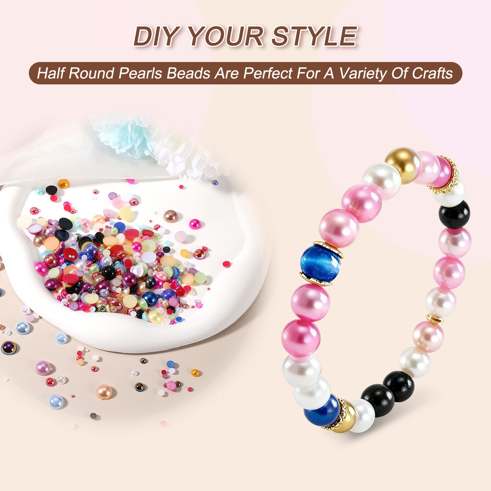 1000Pcs 2-10mm Mix Pearls, Light Brown