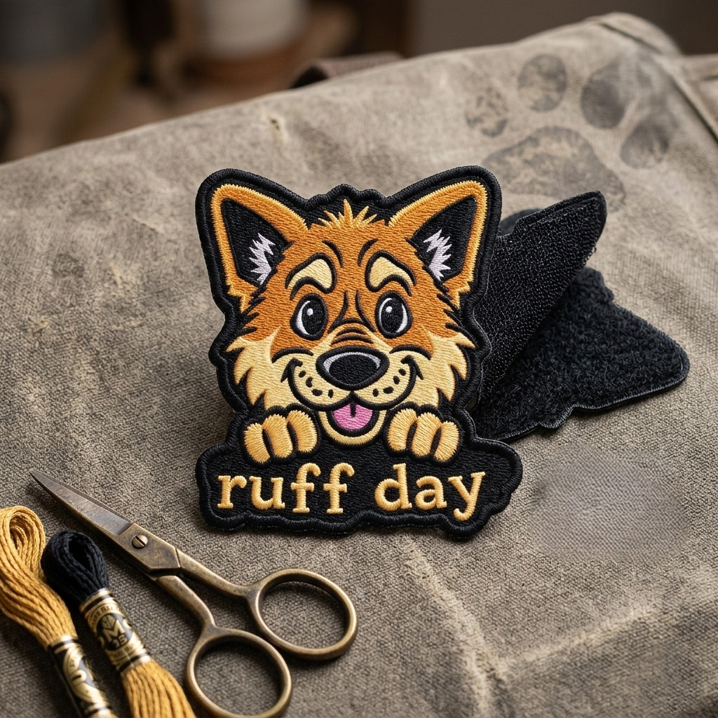 Ruff Day Dog Morale Patch 3″ Hook & Loop Tactical Embroidered Funny Pet Harness