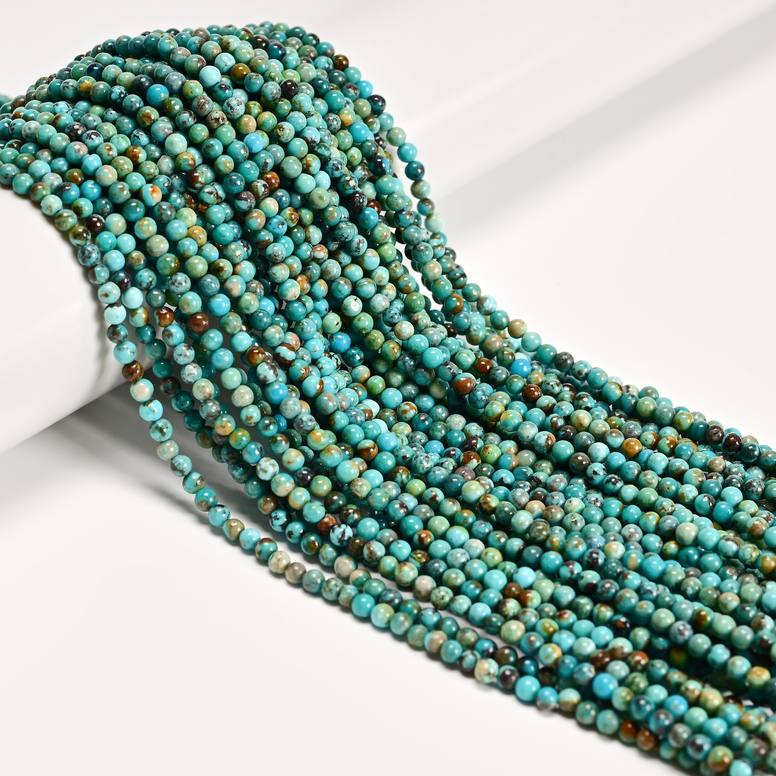 Natural Blue Turquoise Smooth Round Beads Size 3mm 15.5” Strand