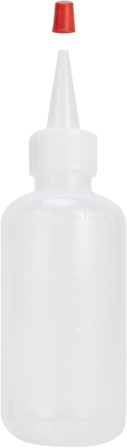 25 Plastic Boston Round Squeeze Bottles, 4oz Dropper with Yorker Red Tip Caps