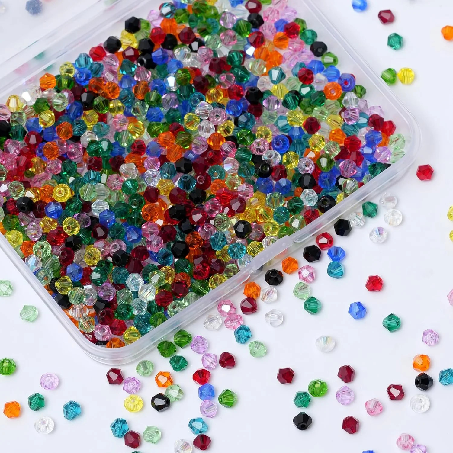 1000PCS Bicone Crystal Beads 4mm Glass Faceted Spacer Beads Bulk for Jewelry Mak