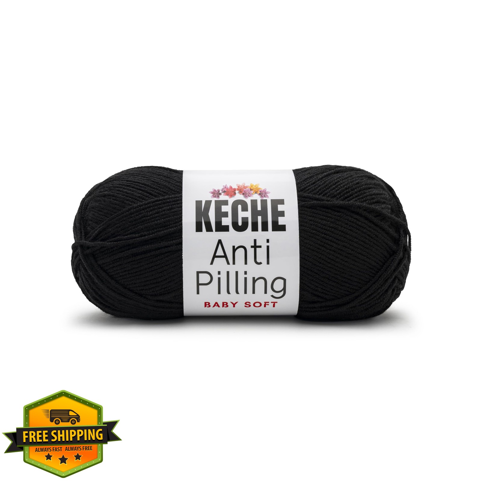 KECHE DK Yarn Black 1 skein 3.52oz acrylic