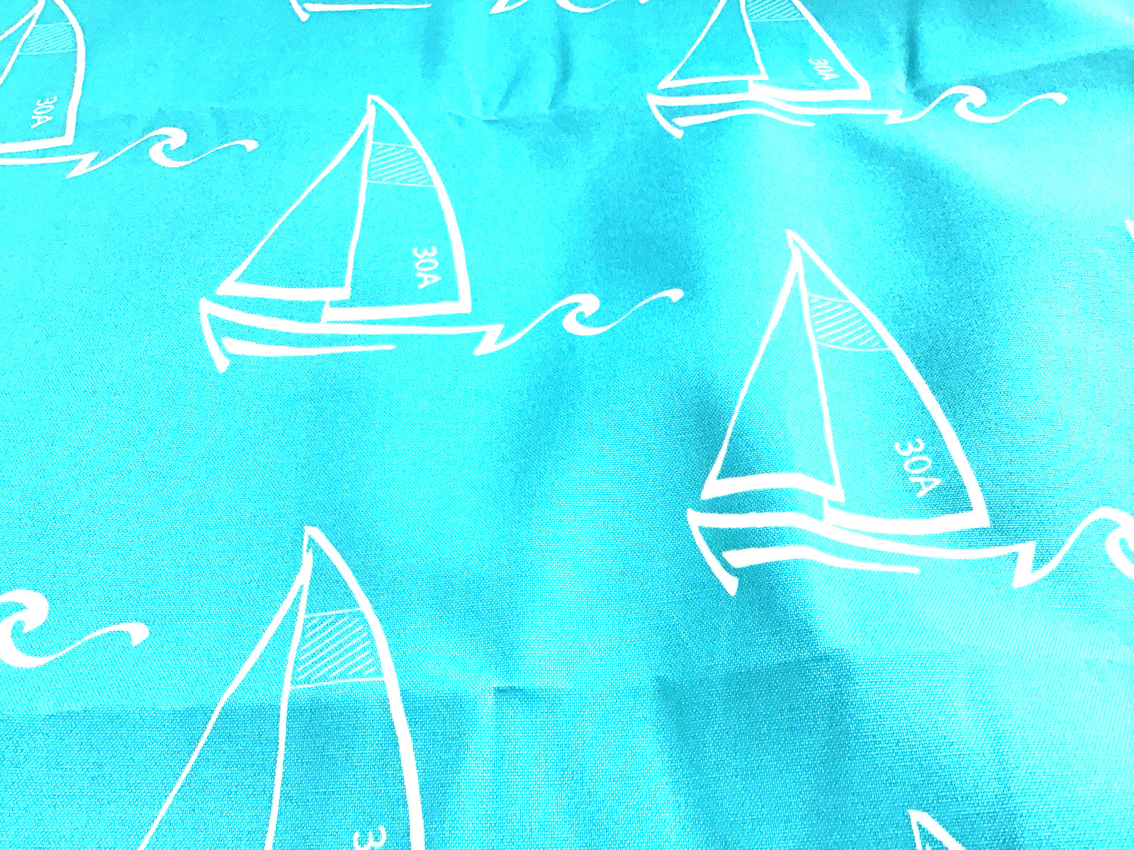 Premier Outdoor Sailboat Print Fabric Upholstery Teal 3 Yard Lot