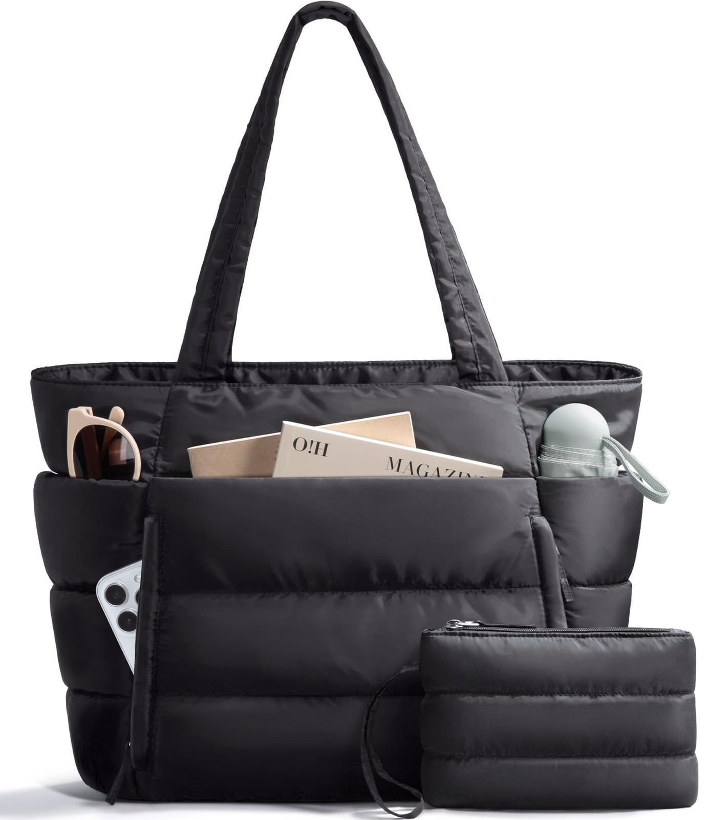 Bagstellar Puffer Tote Bag For Women Lightweight Puffy Work Handbag Teacher