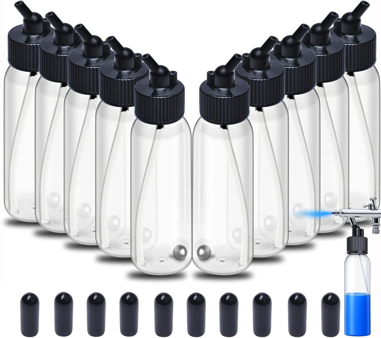 Versatile 10-Piece Airbrush Bottle Kit with Leak-Free Design for Artists