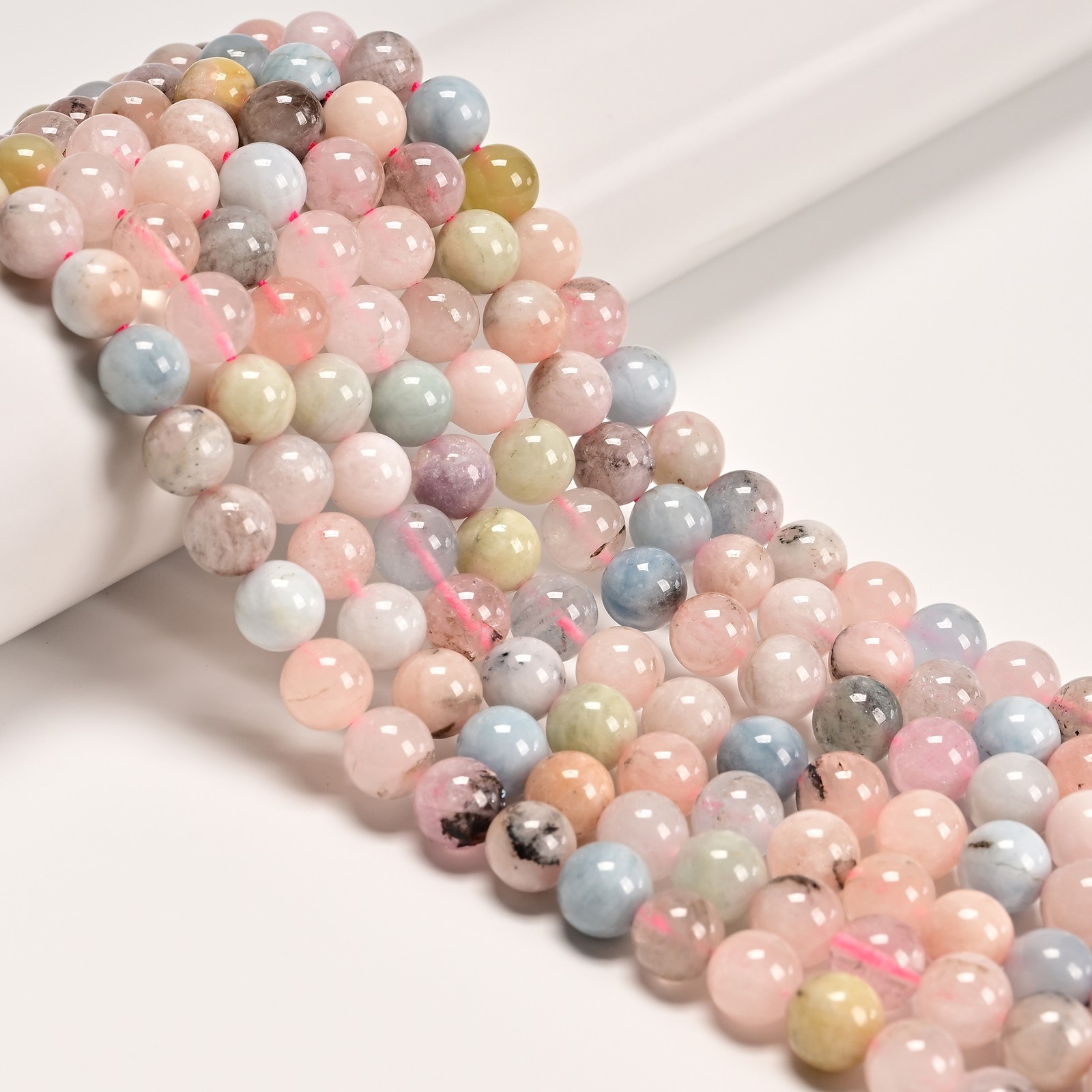 01 Natural Morganite Smooth Round Beads Size 6mm 8mm 9mm 15.5″ Strand