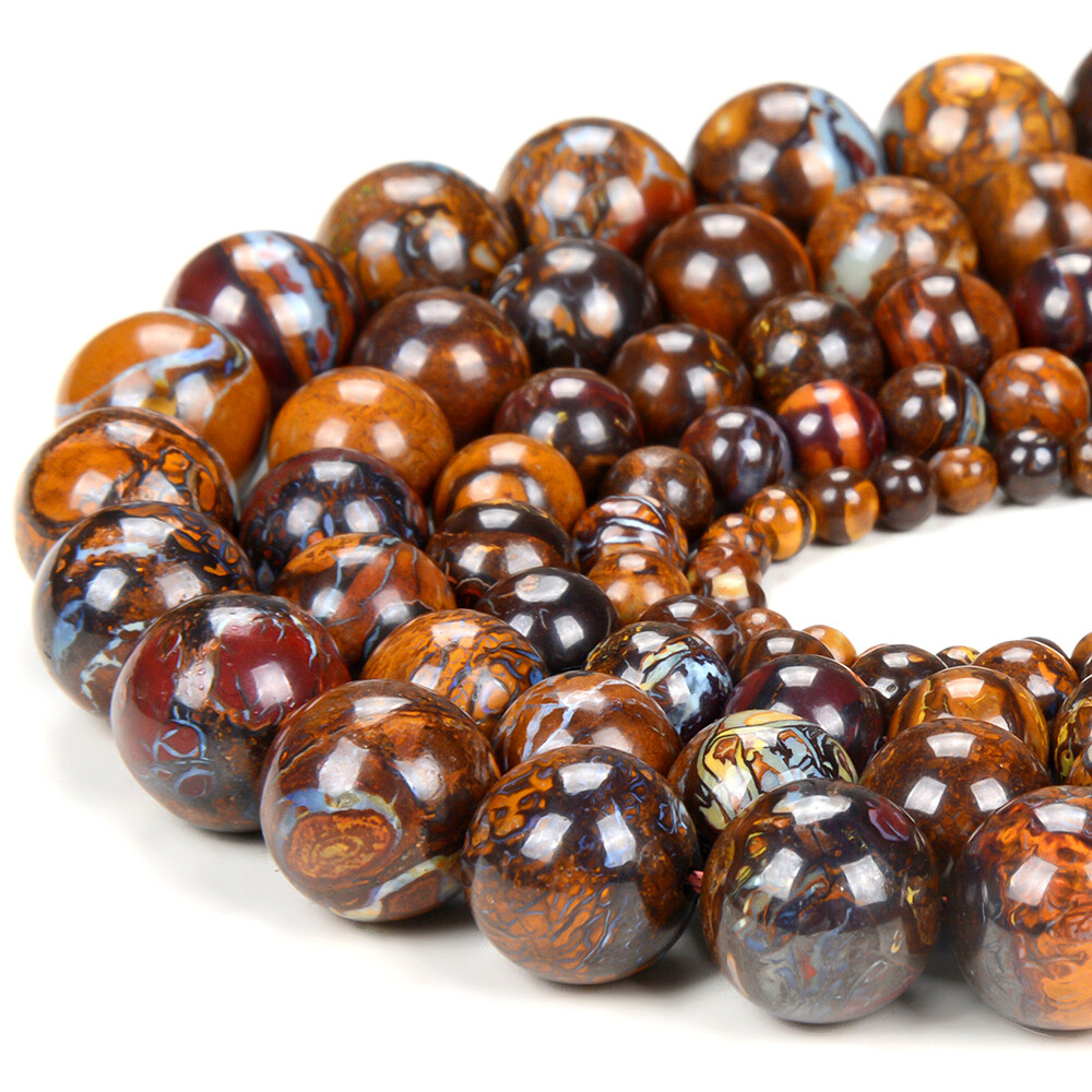 Yowah Matrix Opal AAA Round 4MM 5MM 6MM 7MM 8MM 9MM 10MM 11MM 12MM Beads (D238)