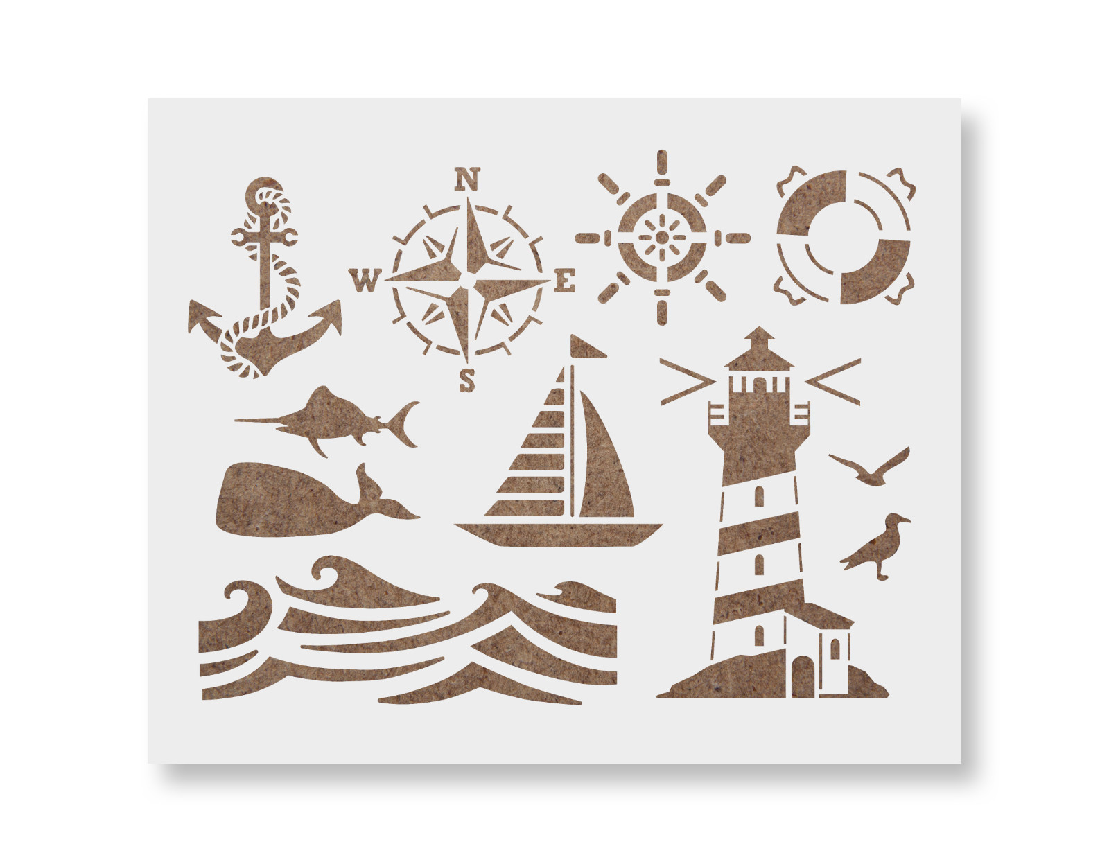 Lighthouse Stencil, Nautical Stencil, Anchor Stencil, Compass Template Stencil