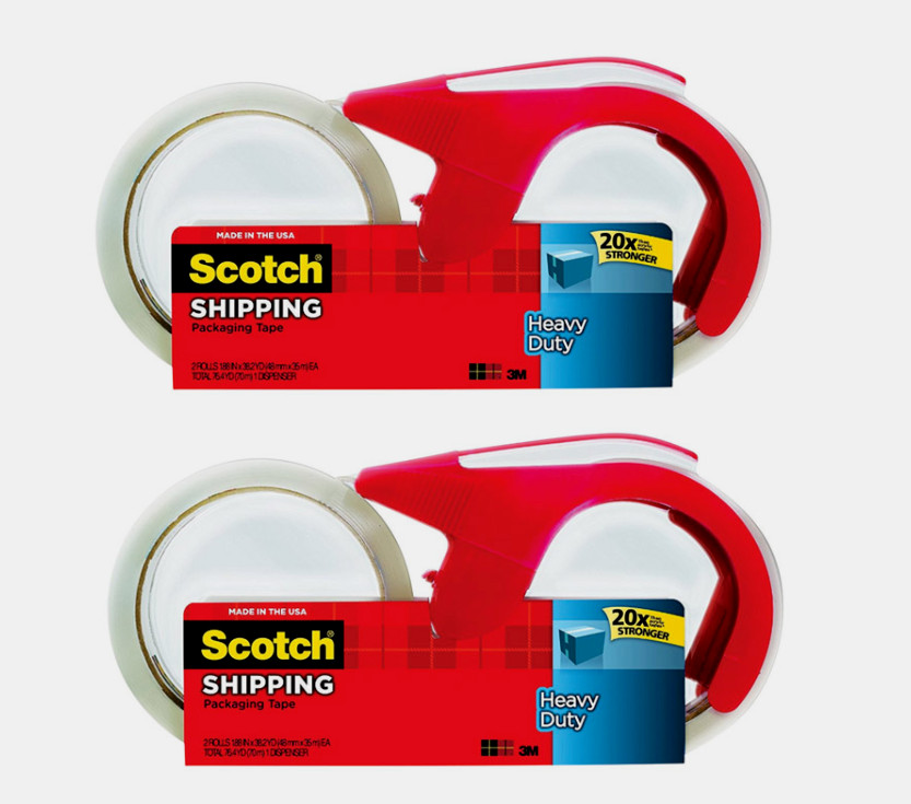 2~ Scotch Shipping PACKING TAPE Clear Heavy Duty 1.88″ W x 38.2 yd L 3850S-2-1RD