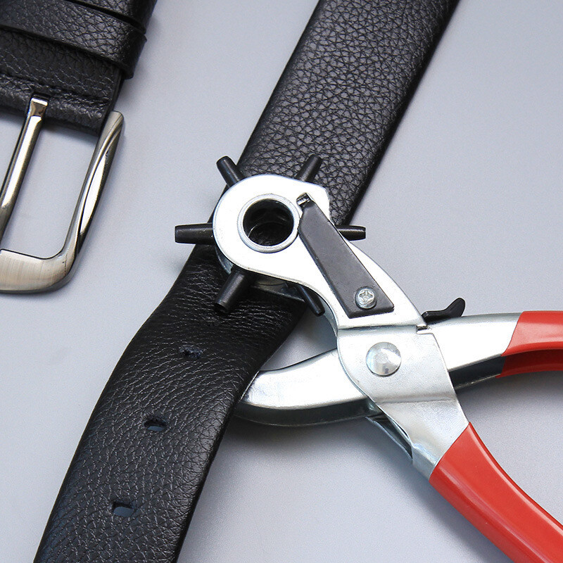 Leather Hole Punch Belt Tool 6 Sizes Puncher Revolving Pliers Heavy Duty 9″ US