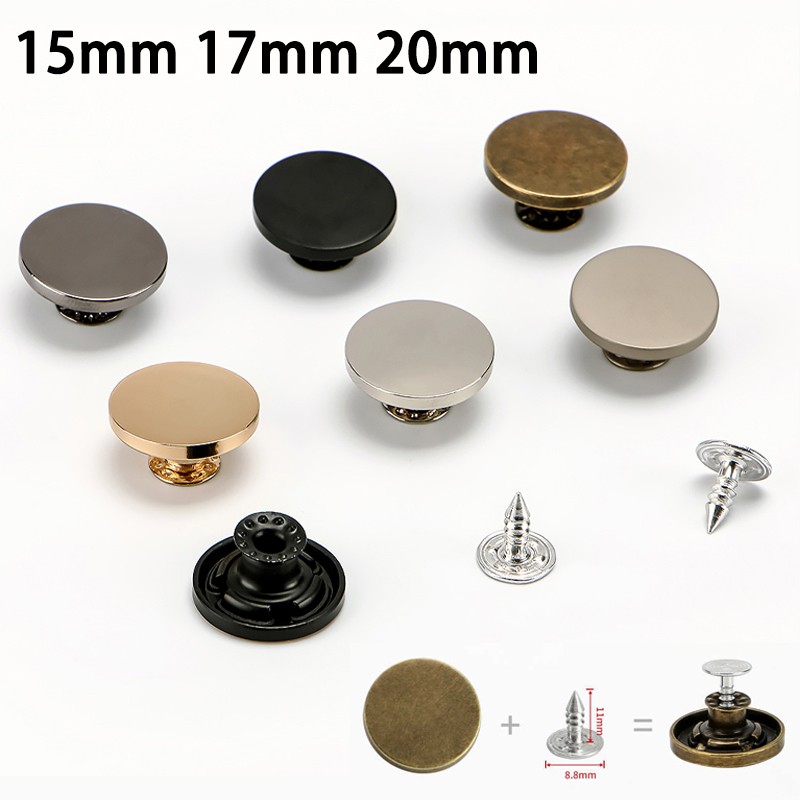15/17/20mm Jeans Buttons Metal Buttons Snap Fastener Hammer On Jeans Replacement