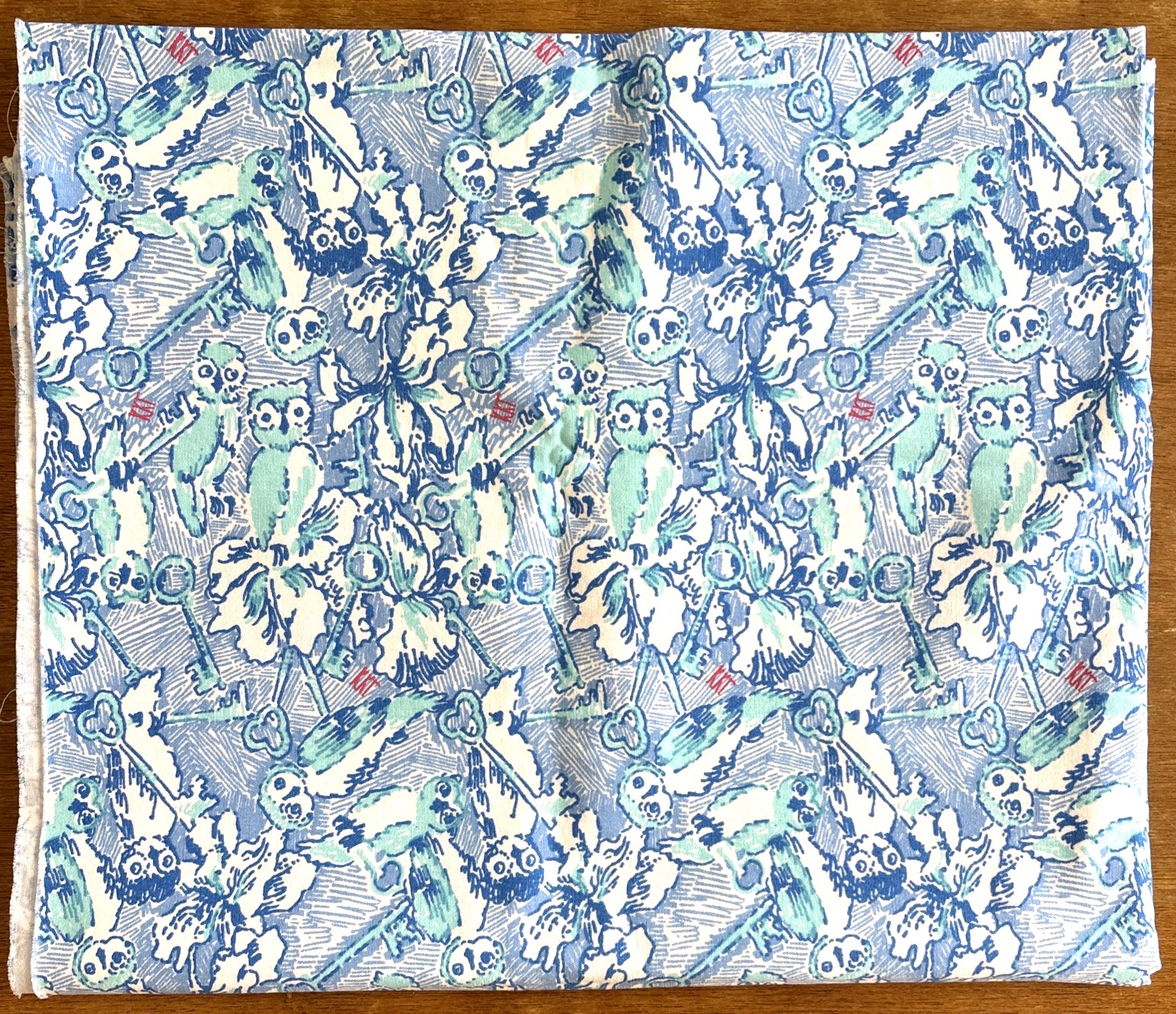 Lilly Pulitzer Kappa Kappa Gamma Blue Owl Print Cotton Material NEW 36″x60″