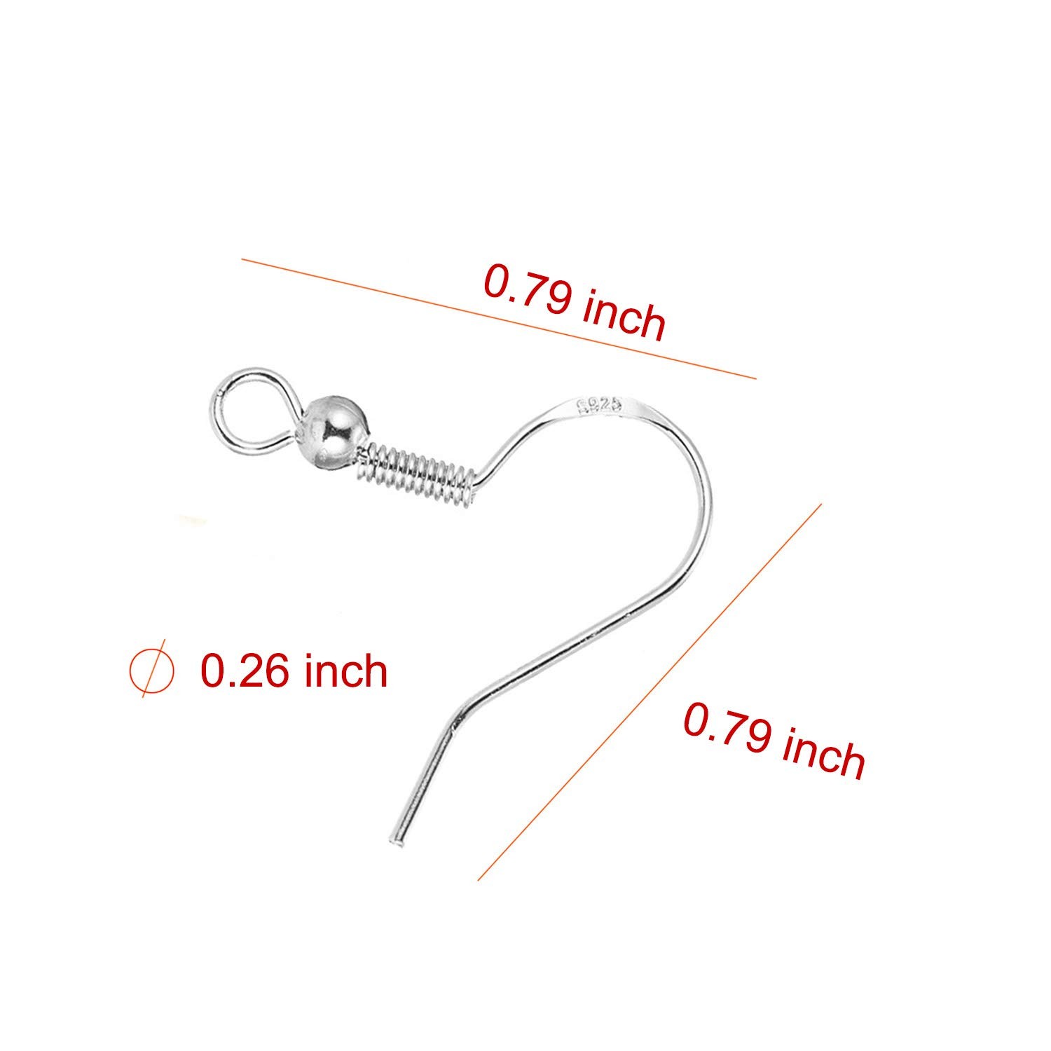 100 PCS / 50 Pairs 925 Sterling Silver Earring Hooks, Hook Ear Wires with 100…