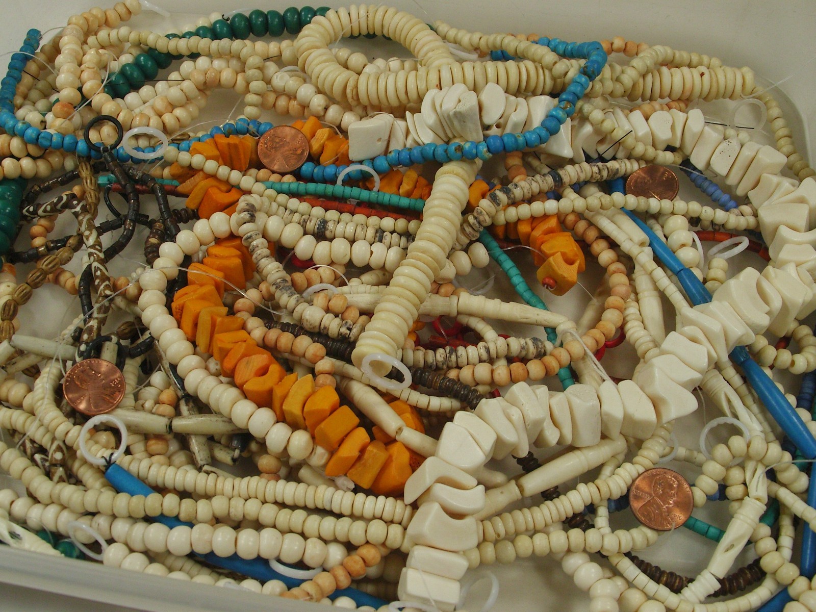 2 Pounds Assorted Shapes and Sizes India Water Buffalo Bone Beads Bulk (KRD-4) ⭐