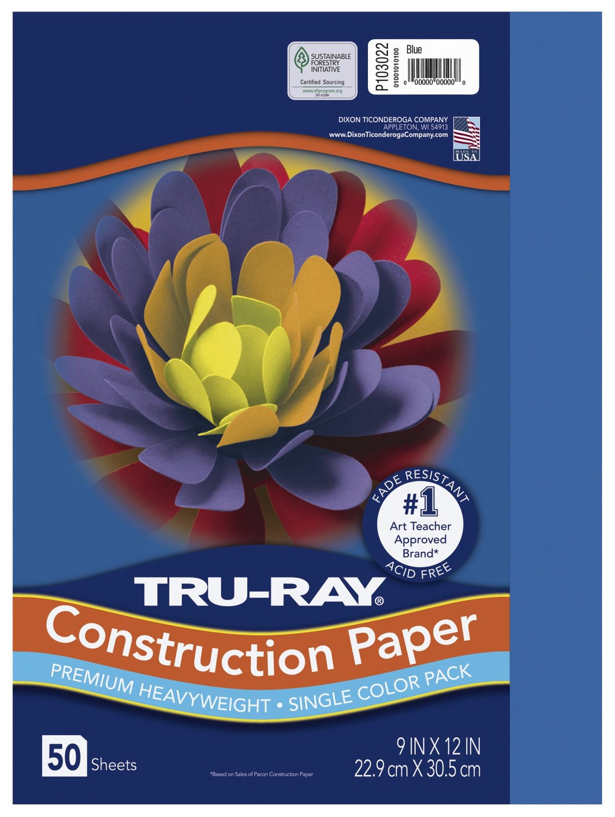 Blue Heavyweight Construction Paper 9 x 12 inch 50 Sheets for Art Crafts
