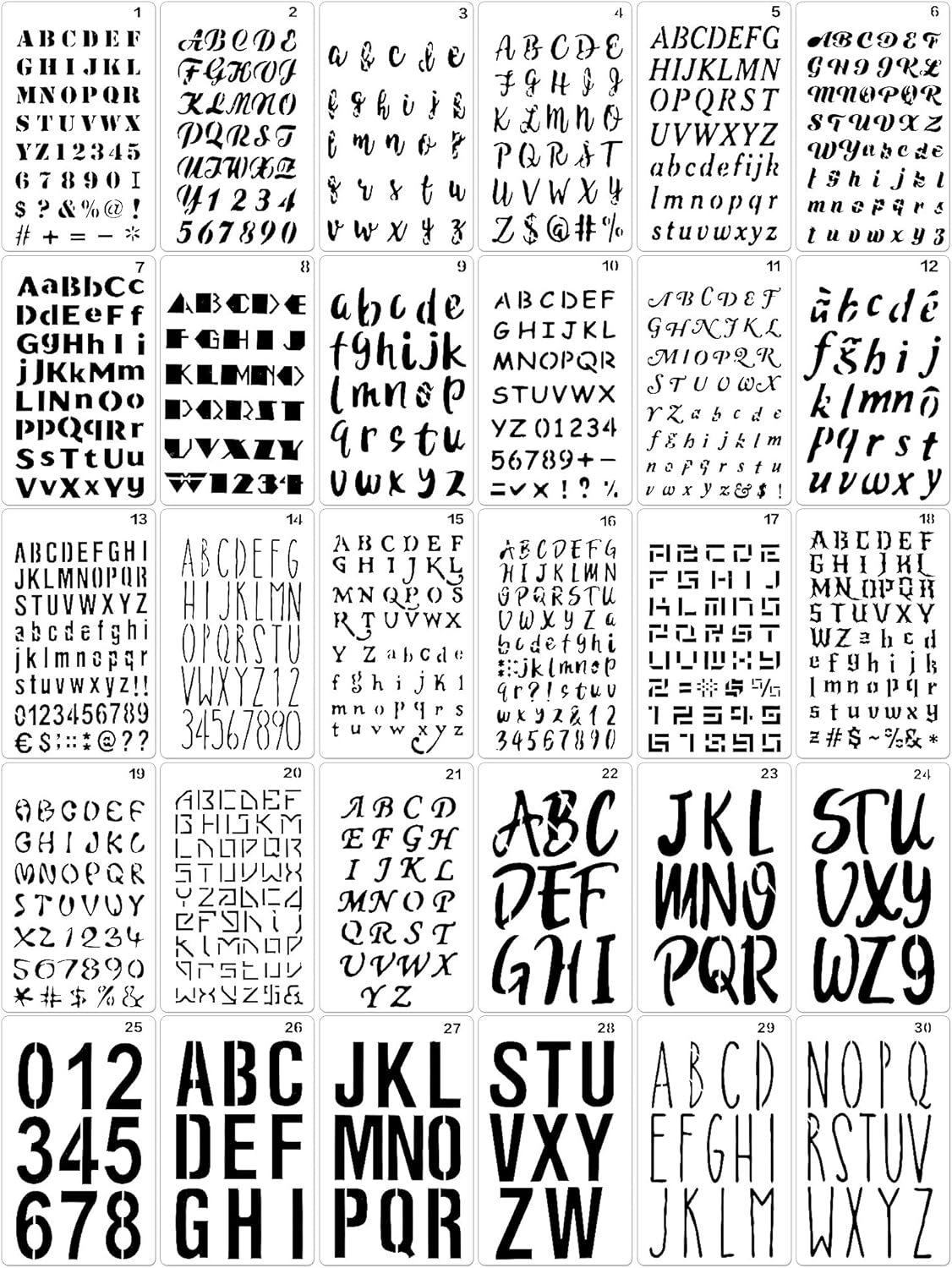 Tenare 30 Pcs Letter Stencil for Painting 4 X 7 Inch Alphabet Journal Stencil Re