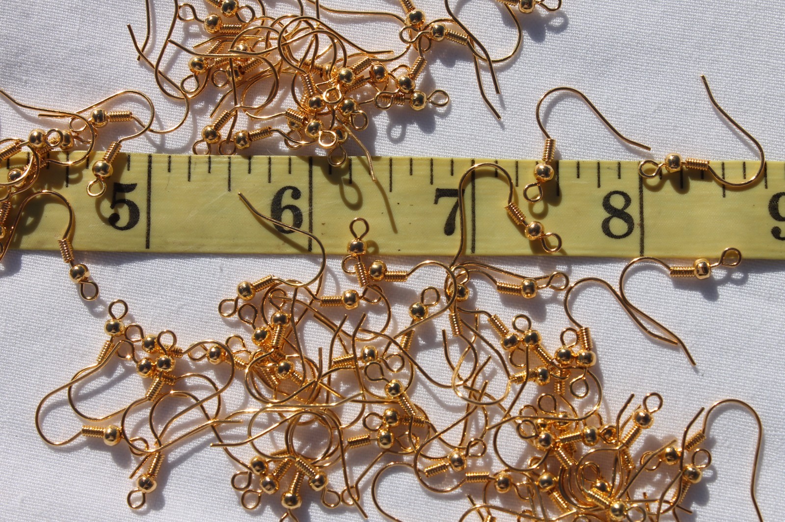 1 Gross of French Earring Hooks w/Bead & Coil Findings Golden 19mm Jewelry/144pc