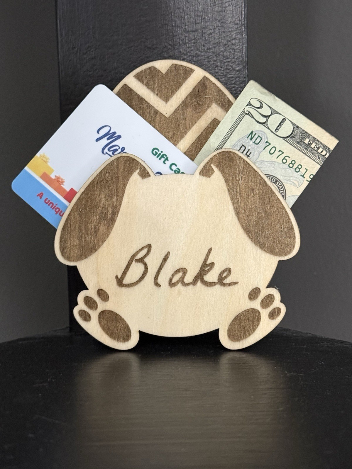 Personalized Easter Bunny Egg Money Holder, Wooden Easter Gift Card Holder