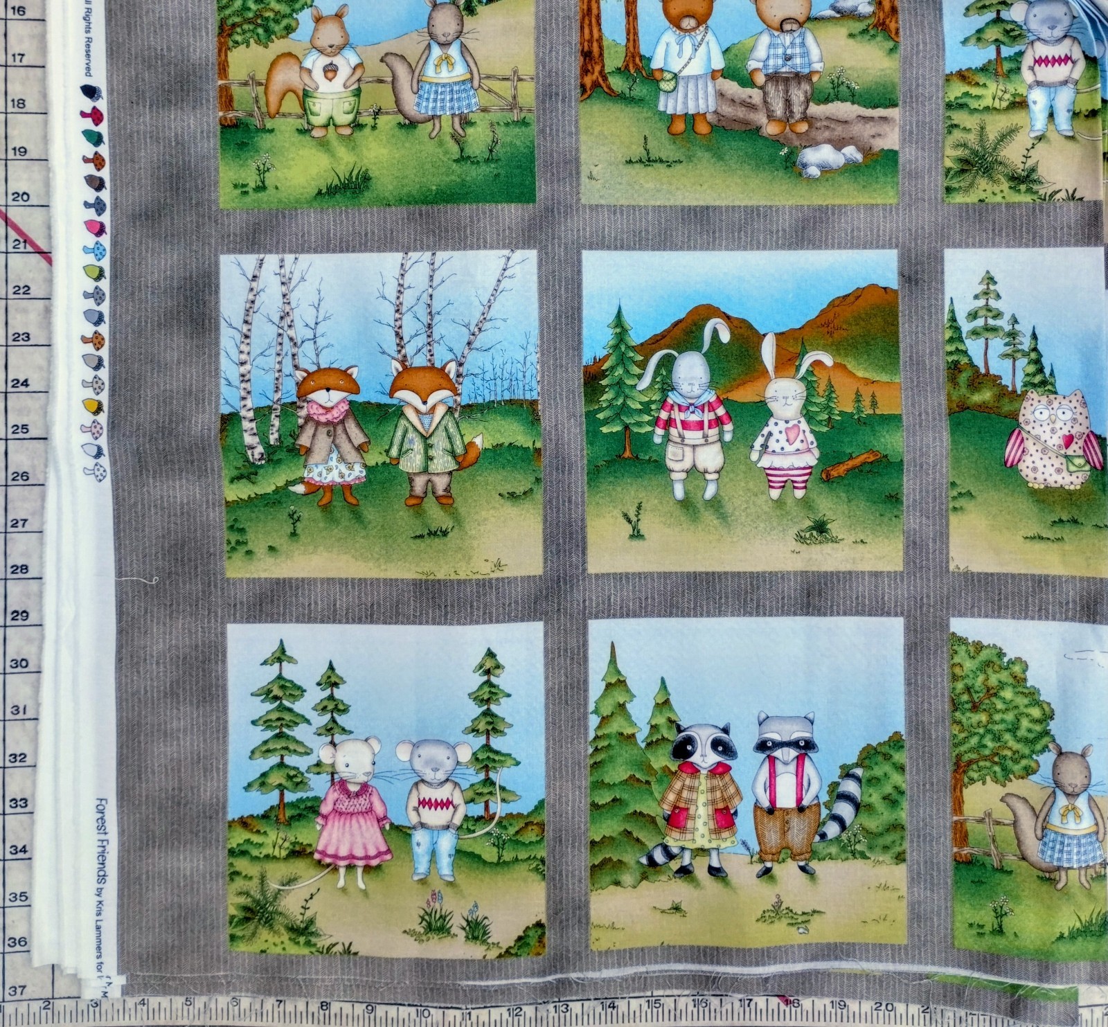 Maywood Studio Forest Friends Animal Cotton Fabric Panel Up to 45” Wide
