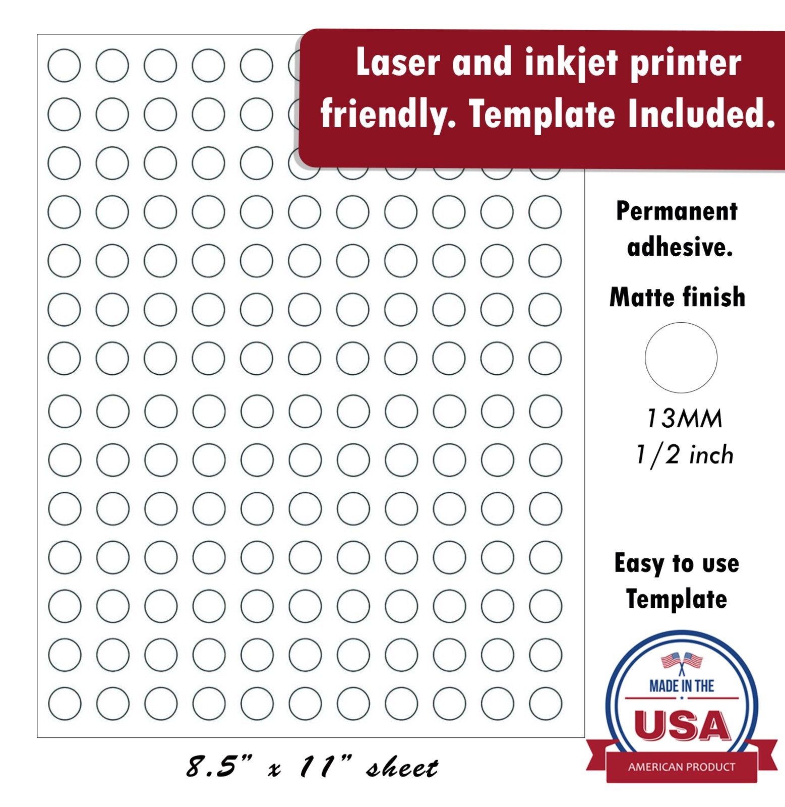 White Coding Dot Stickers Half Inch 1/2” Semi Gloss Finish Round Circle Labels