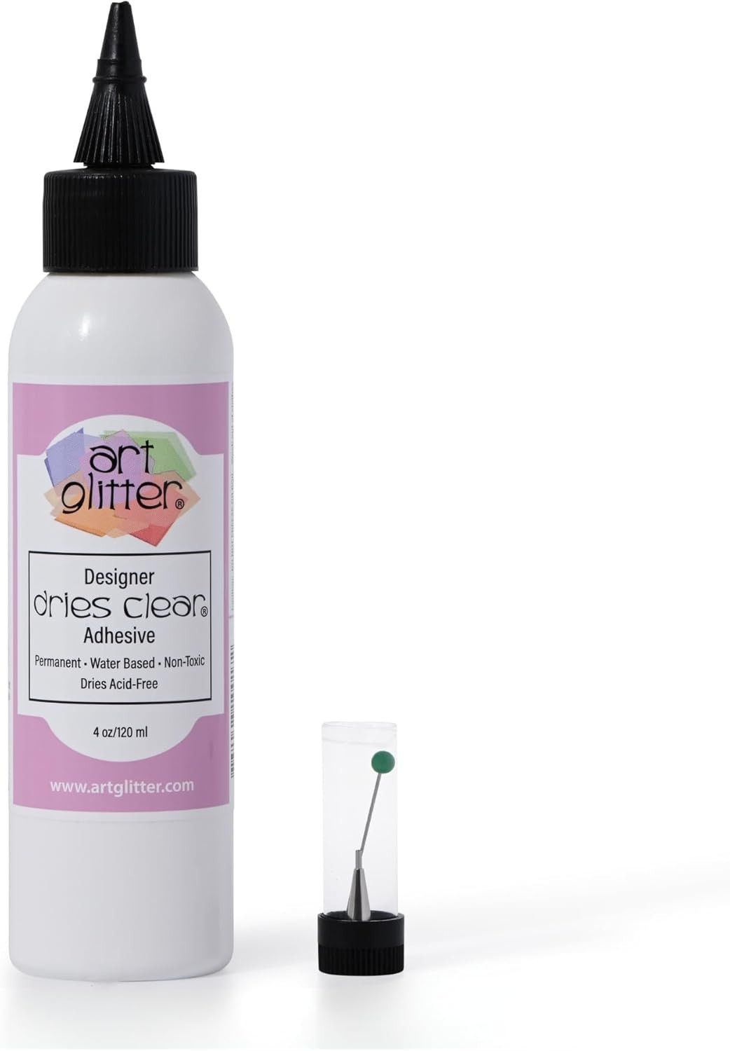 Art Institute Glitter Designer Dries Clear Glue, 4Oz Bottle with Ultra Fine Meta