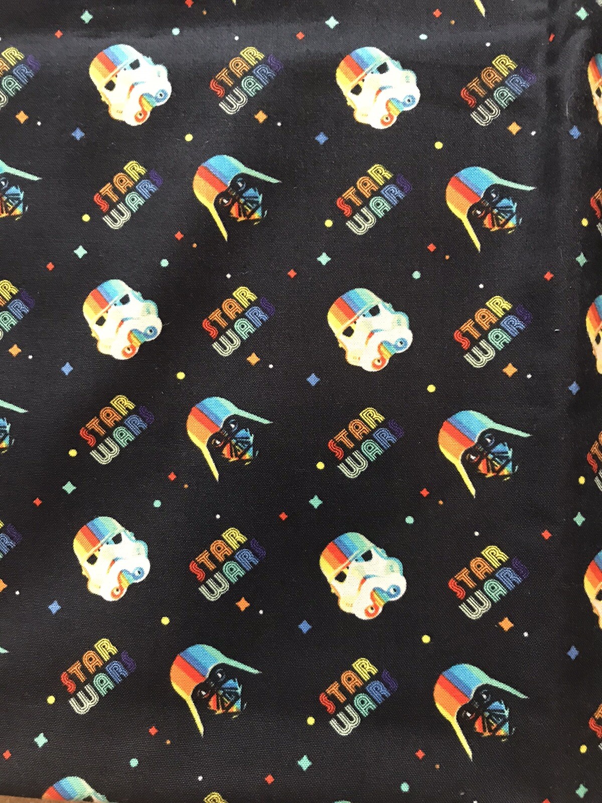 Star Wars RAINBOW Fabric EMPIRE HELMETS DARTH VADER Cotton BTHY 18”x44” PRIDE