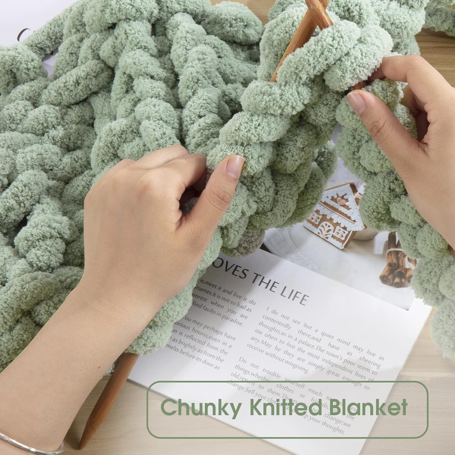 Soft Plush Sage Green Chenille Yarn – 8 oz Skeins for Easy Crafting and Knitting