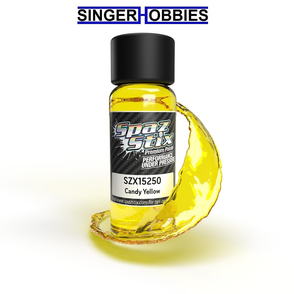 SPAZ STIX SZX15250 Candy Yellow Airbrush Ready Paint, 2oz Bottle HRP