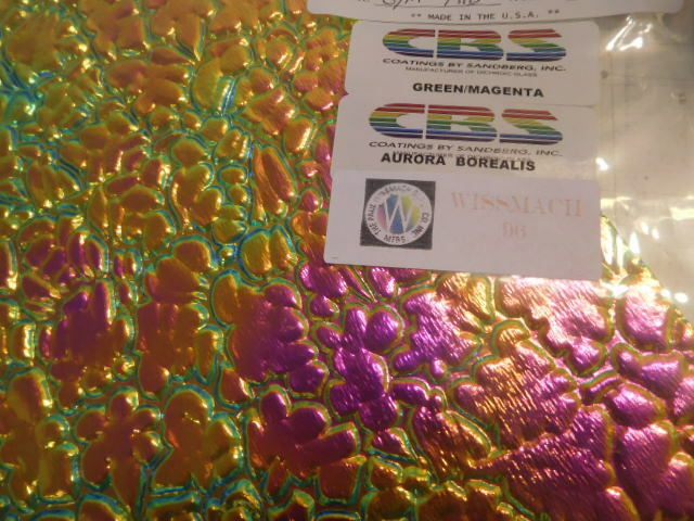 Dichroic Glass:CBS 96 COE Aurora-Borealis Green Magenta on Figure “C” Black 3″Sq