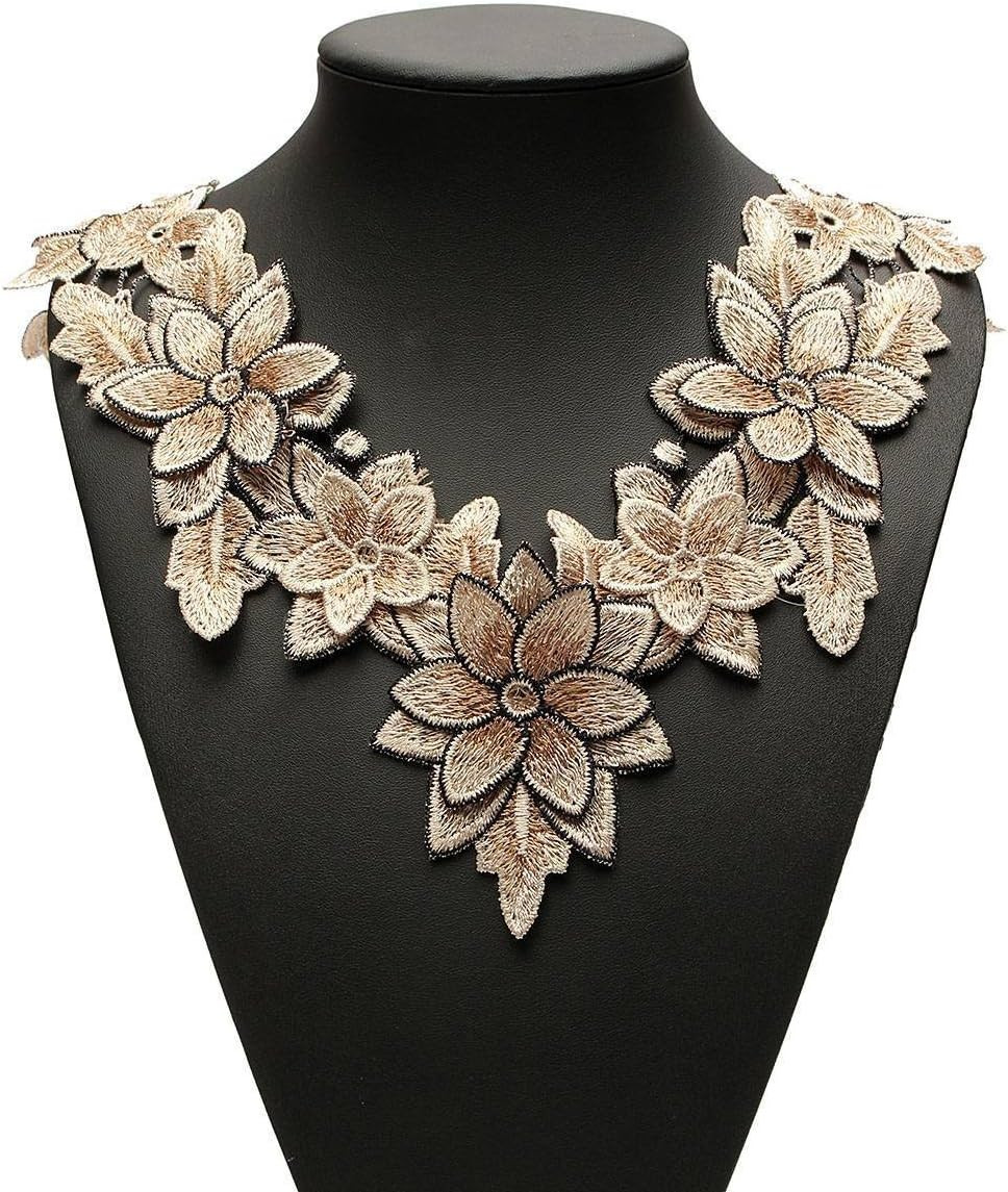 1Pcs Neckline Collar Applique Embroidery Lace Trim Fabric Cloth Sewing Patchwork