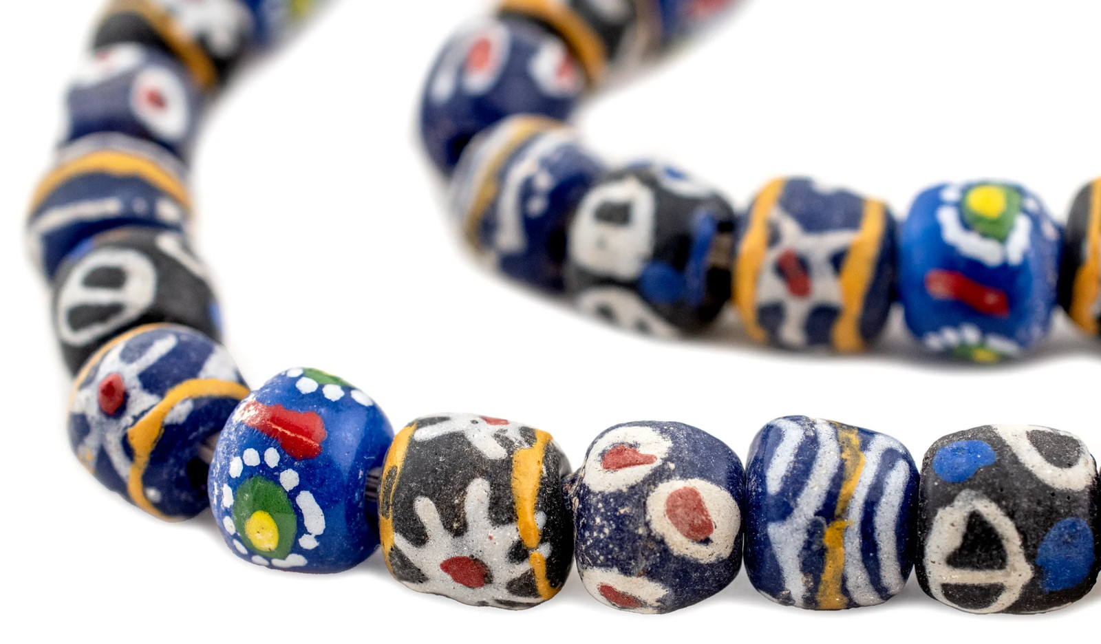 Kabeela Mixed Krobo Beads 13mm Ghana African Multicolor Round Glass Large Hole