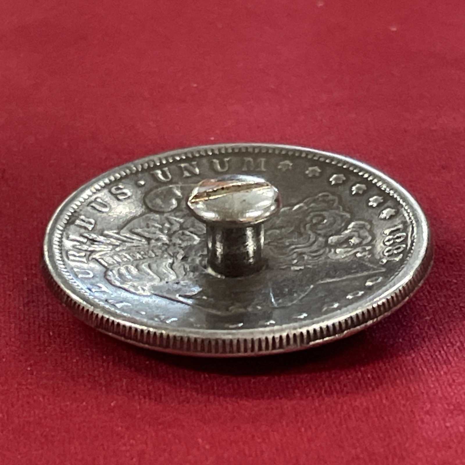 Vintage 1881 Morgan Silver Dollar Coin Replica Screw Back Concho