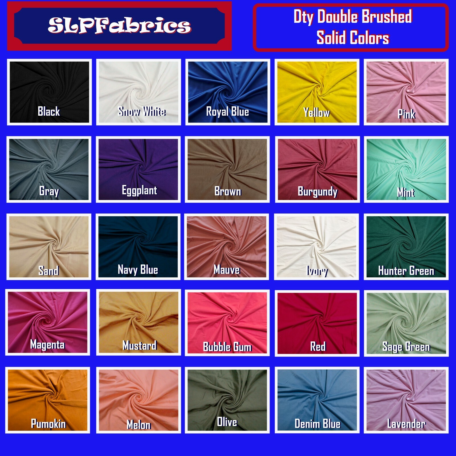 Double Brushed Poly Jersey Knit Fabric-Solid Colors-Sold by the Yard