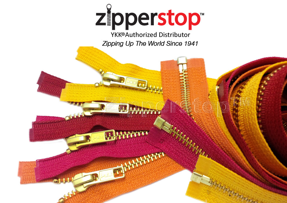 18 Inch Metal Zipper YKK #5 Golden Brass Medium Weight Separating Made in USA