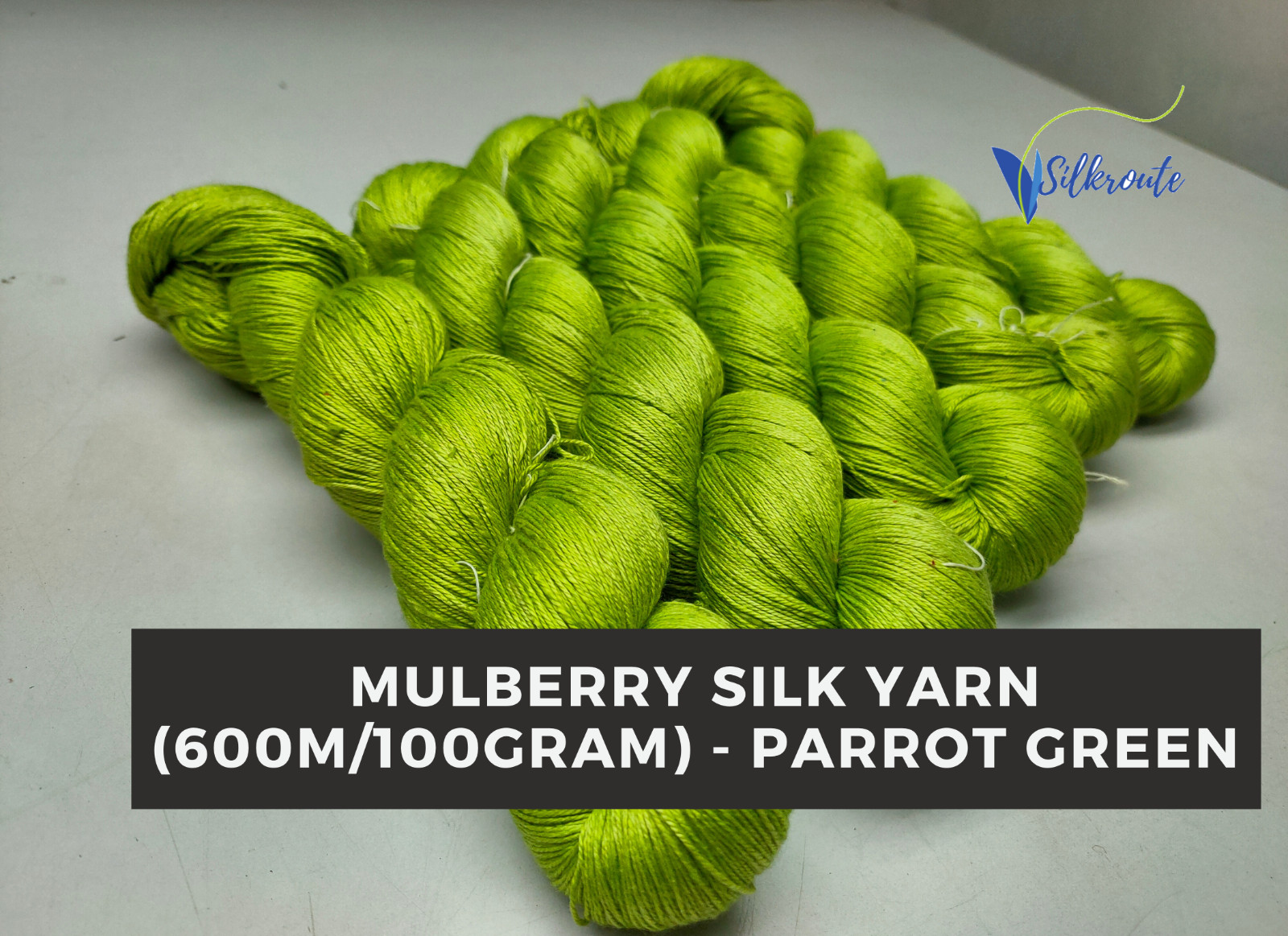 Mulberry Silk Yarn – 600M/100Gram – Parrot Green, Socks Yarn, Mulberry Yarn