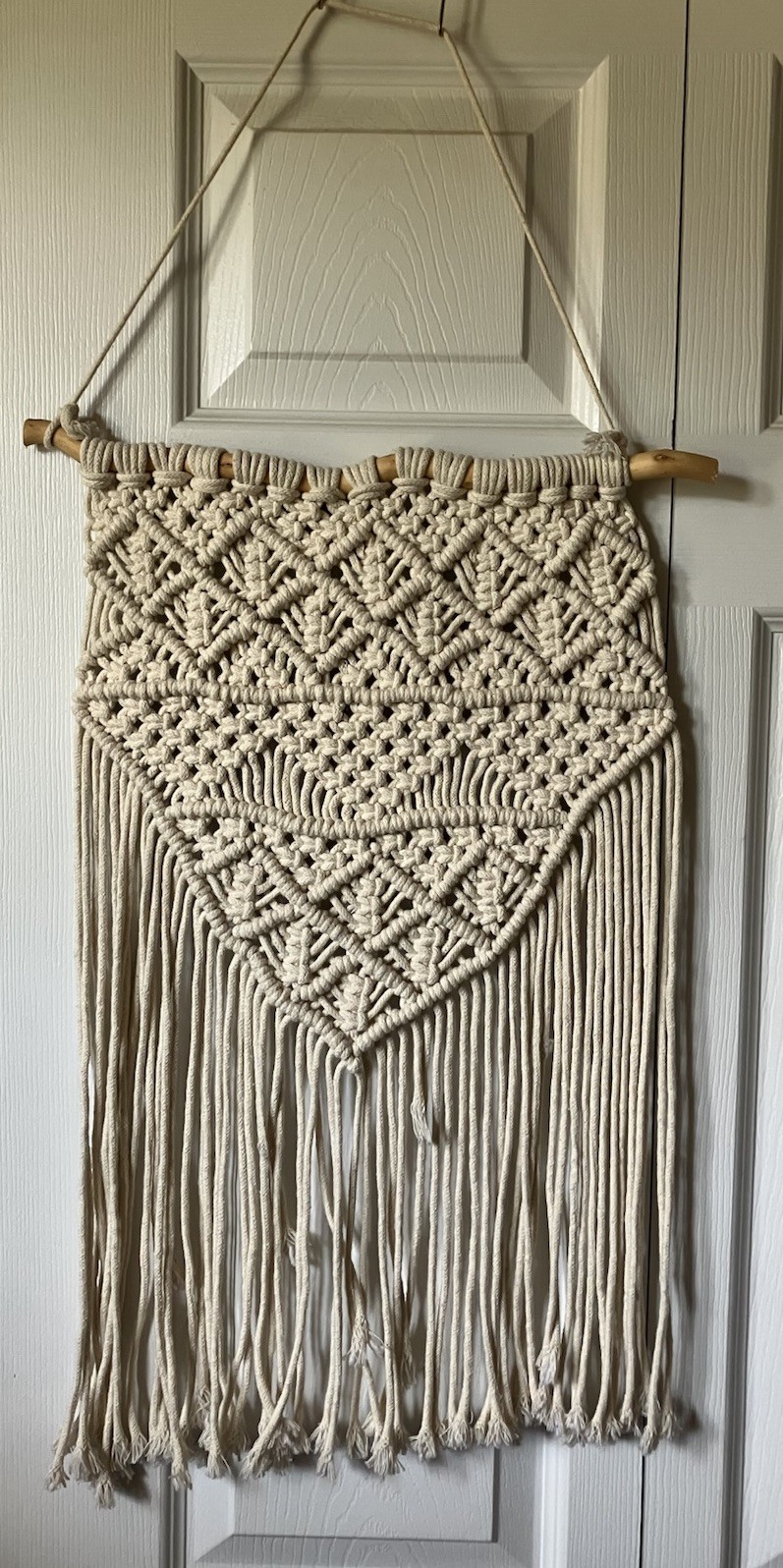 Macrame Wall Hanging Handmade Boho Ivory 13 X 23 Inches