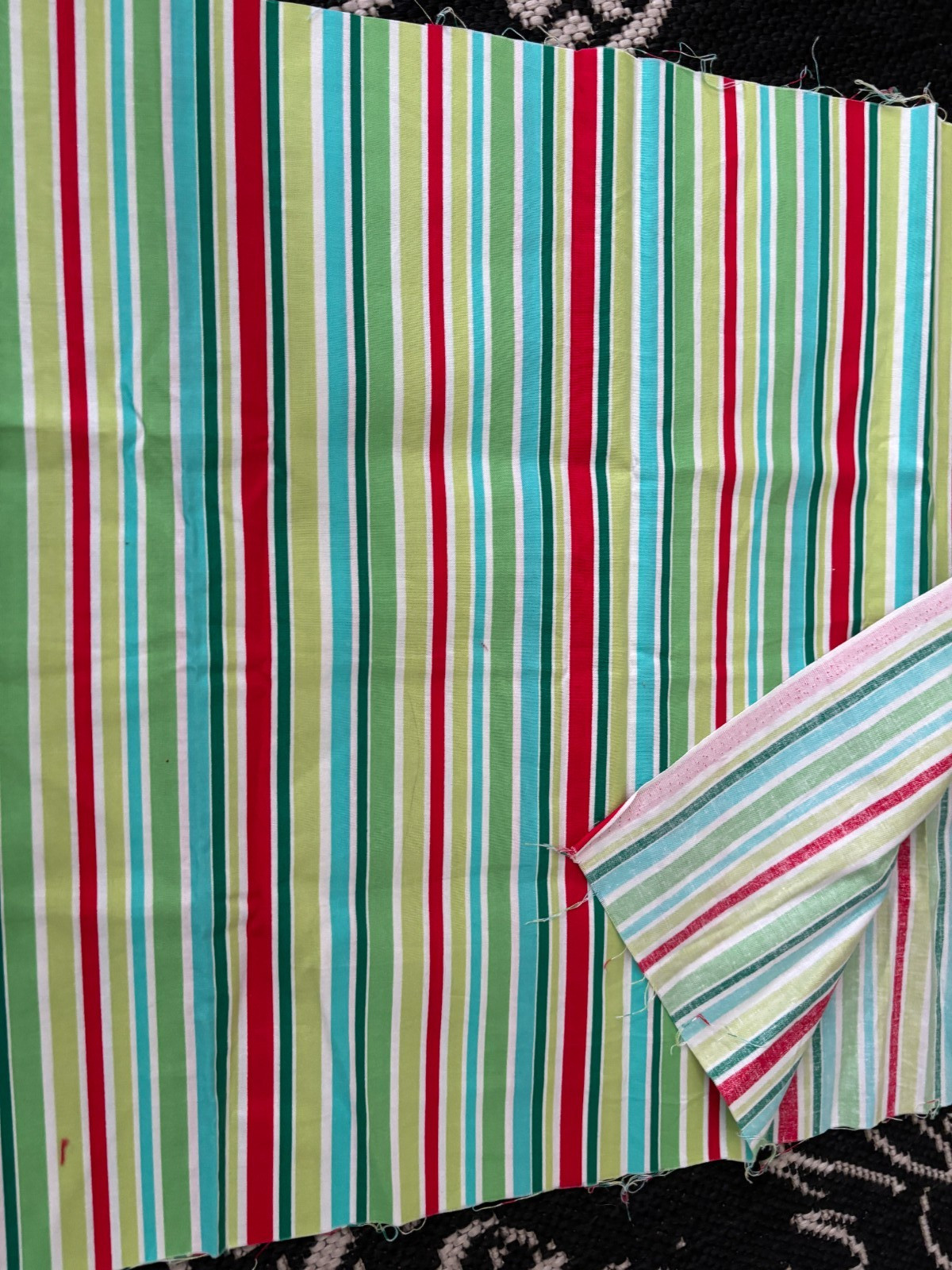 Vtg 1/2Yd 44X18 MICHAEL MILLER Vibrant STRIPE Cotton Quilt FABRIC Green Blue Red