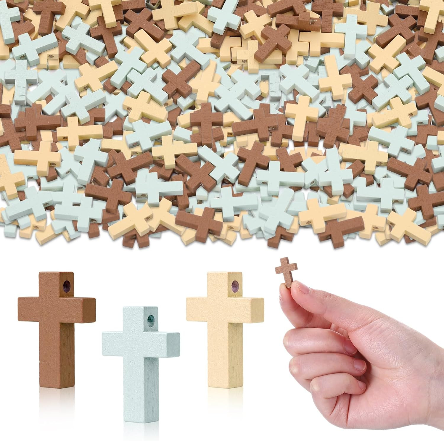 120 Pack Mini Wooden Crosses Bulk 0.86 Inch Wood Crosses for Crafts