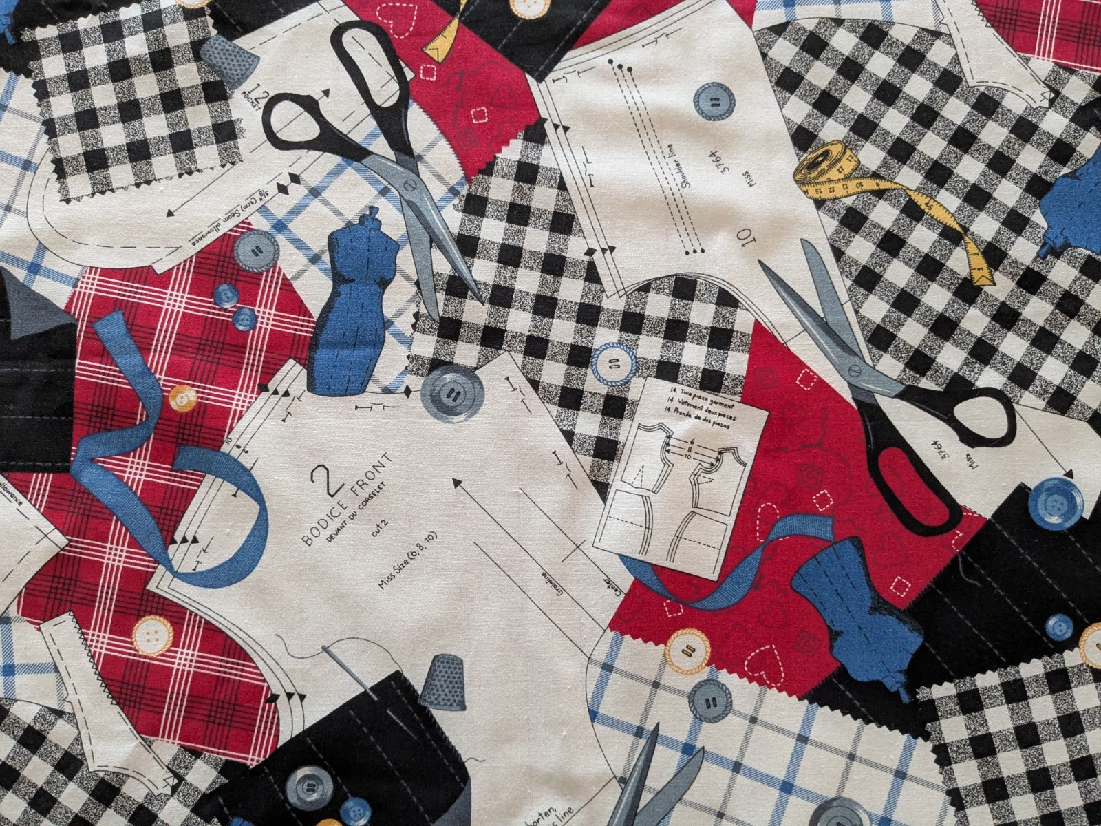 BTY x 44″ Cotton Fabric SEAMSTRESS – Sewing Pattern Theme – Fabric Traditions