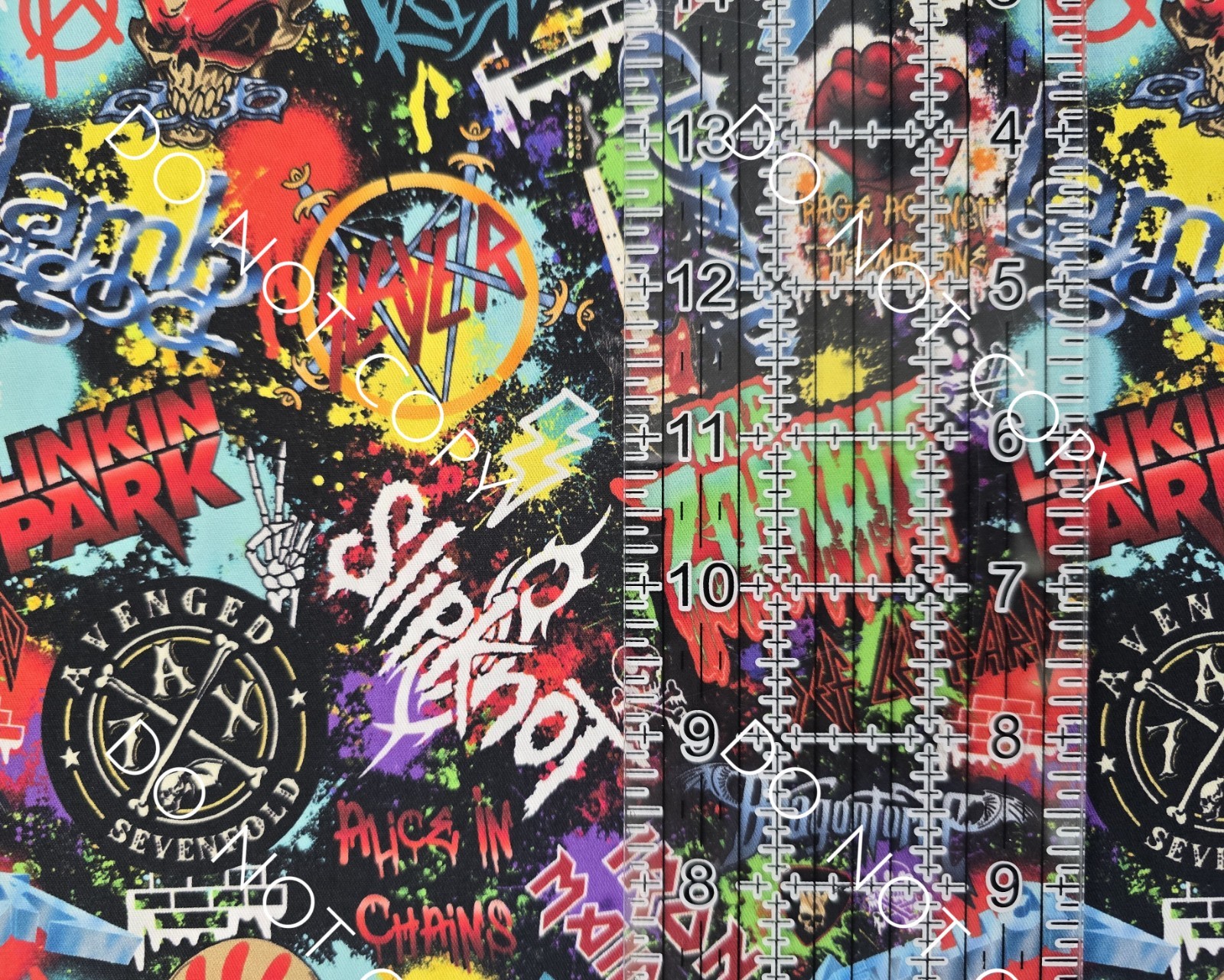 Custom 100% Cotton Woven Fabric Hard Rock Bands Collage by the 1/4 Yard 9×56
